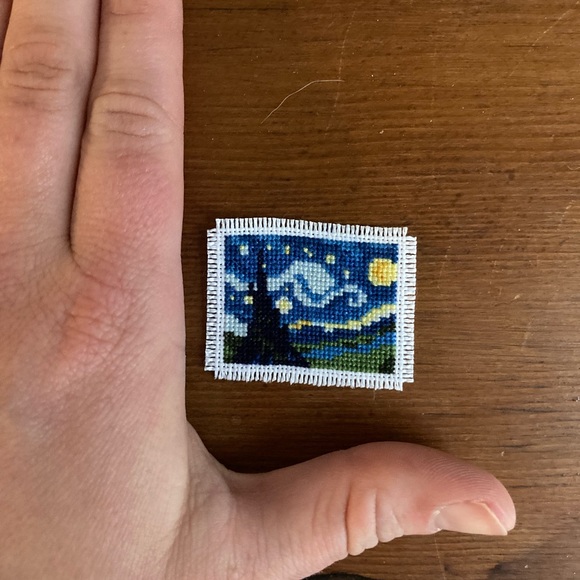 Vincent Van Gogh’s “The Starry Night” in Mini Cross Stitch Art - Picture 2 of 5